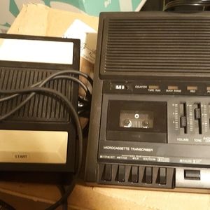 Micro cassette transcriber with foot pedal and instructions